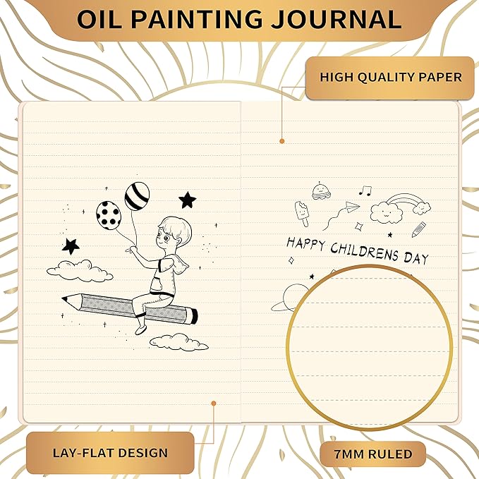 Ruled Notebook/Journal β Premium Thick Paper Faux Leather Classic Writing Notebook with Pocket + Page Dividers Gifts, Banded, Large, 144 Pages, Hard Cover, Lined (5.8 x 8.4) - White Sun Goddess