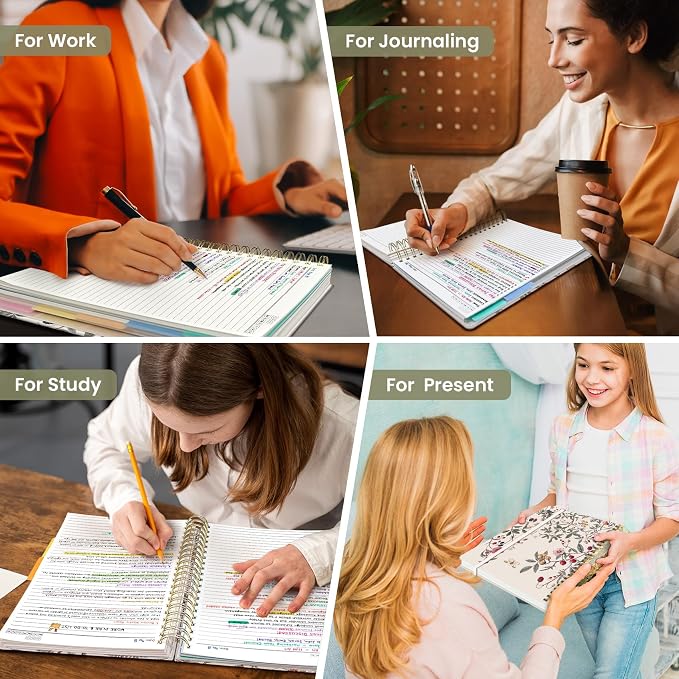 Taja Large Spiral Notebooks for Work 5 Subject with Removable Dividers