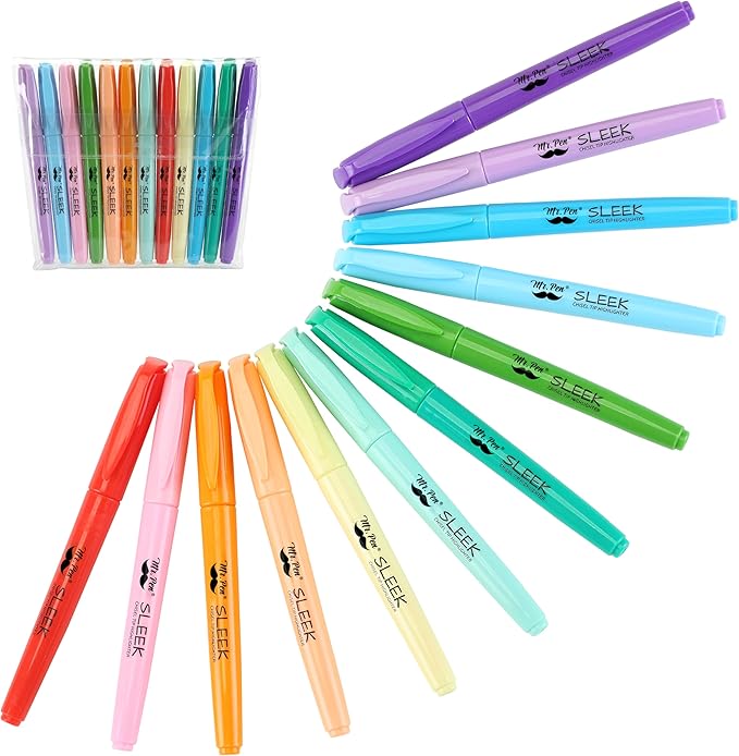 Mr. Pen- Highlighters, 12 Pack, Assorted Colors, Chisel Tip, Quick-Dry, Smear-Resistant, Odorless Highlighters for School, Office & Journaling