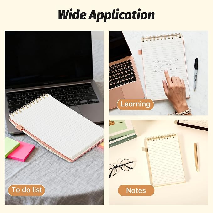 A5 Top Spiral Notebook,240 Pages Steno Pads College Ruled Journal Note Pad