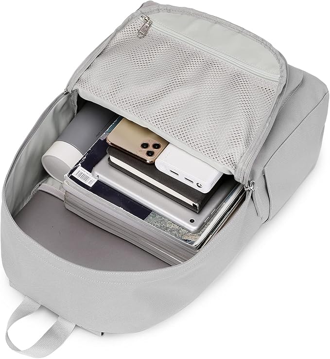abshoo Lightweight Casual Unisex Backpack for School Solid Color Boobags (Light Grey)