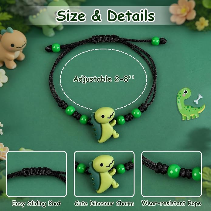 PEALICIOUS Dinosaur Bracelets for Boys, Back to School Birthday Son Gifts | First Day of Kindergarten Bracelet, Adjustable Dino Gifts Match Dinosaur Costume, Birthday Gifts for Boys Son Grandson