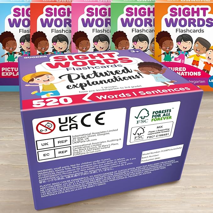 520 Sight Words Flash Cards Kindergarten with Sentences For Kids Ages 4-8 – Based on Dolch Sight Words Lists for Reading Fluency – Flashcards for Studying Pre-K to 3rd Grade - Speech Therapy Materials