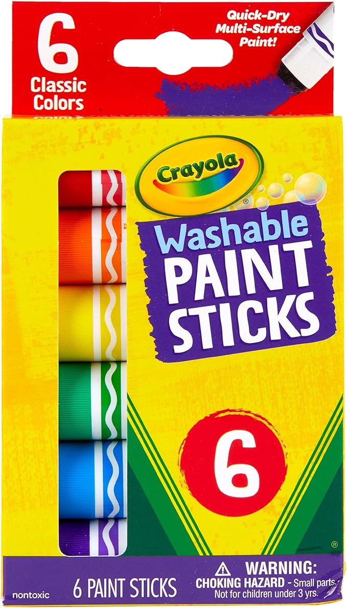 Washable Paint Sticks, No Water Required, Paint Set for Kids, Art Supplies, 6 Count