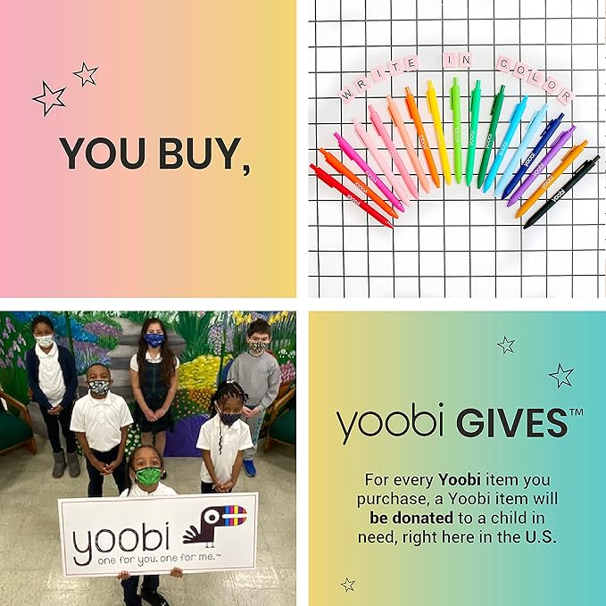 Yoobi 1 Subject Notebook | 100 College Ruled Sheets | Flamingo Print | 2 Interior Pockets | FSC Certified Paper