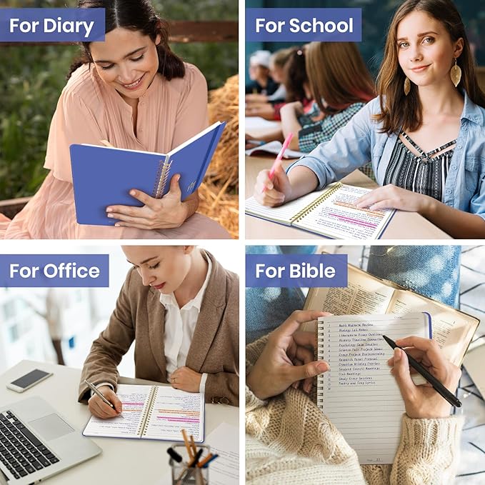 ZOTIA Lined Spiral Journal Notebook for Women, A5 College Ruled Journals for Writing, Hardcover Notebooks for Work, Note taking and Office School Supplies,140 Pages - Royal Blue