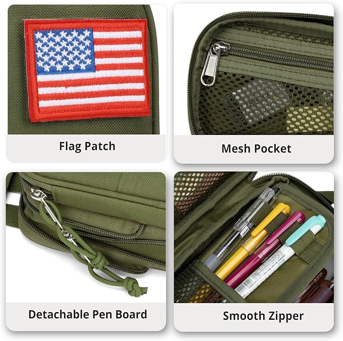 ATRIPACK Pencil Case Big Capacity High Large Storage Tactical Small Tool Pouch Bag Marker Pen Case Stationery Bag Travel Holder School College Office Organizer for Kids Men Women Adult Teens (Green)