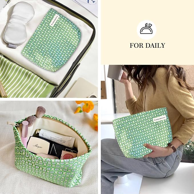 STARDW Aesthetic Floral Makeup Bag Cute Small Cosmetic Bags for Women Girls, Travel Toiletry Bag Large Capacity Zipper Makeup Pouch, Purse Organizer Pouches (Fresh)