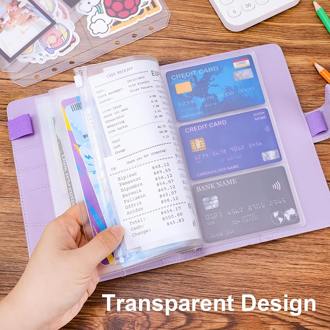 12PCS A6 Binder Pockets, 6 Holes Budget Cash Envelopes