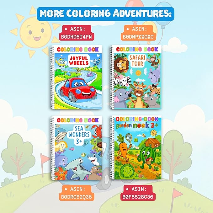Coloring Book β Happy Wheels: Fun Vehicle Adventures for Kids β Spiral Bound, Perfect for Boys and Girls. Features Cars, Trucks, Buses & More on Wacky Roads! Thick 199 GSM Paper, Sheet Size 8.5x11 in.