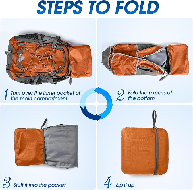 IGOLUMON Hiking Backpack 40L Packable Lightweight Camping Daypack Men Women | Multi-compartment storage Water-resistant Foldable Nylon Material Hiking Day pack for Camping Cycling Outdoor