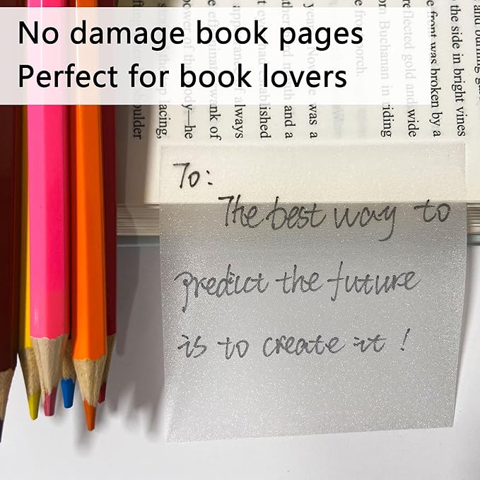 YOUDEFUL Transparent Sticky Notes, 3"x3" Clear Sticky Notes, Waterproof Translucent Sticky Note Pads for Books Annotation, See-Through Clear Translucent for Back to School, Office Supplies