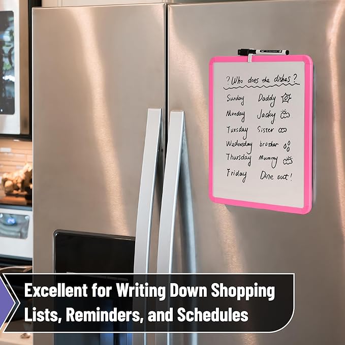 Mr. Pen- Dry Erase Board, 14” x 11” with a Black Dry Erase Marker, Light Coral Frame, Small Mini White Board for Students, Fridge, Wall, Locker, Includes Double Sided Tapes