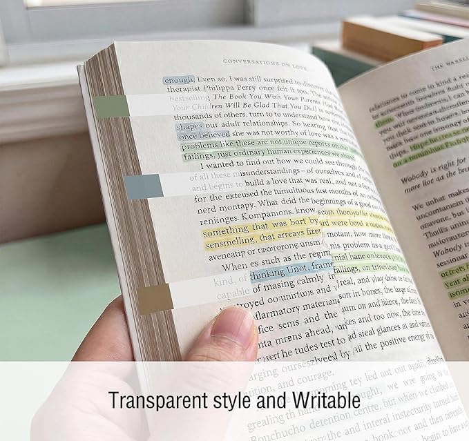 1200 pcs Translucent Annotation Tabs,10 Colors Transparent Sticky Tabs,3 Designs Index Tab for Book Accessories,Waterproof Sticky Note Tabs,Repositionable Book Flags Strip for Page Markers,Filing