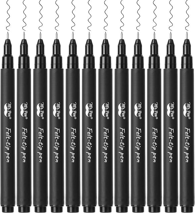 Mr. Pen- Drawing Pens for Artists, 0.05mm, 12 Pack, Black Artist Pen, Micro Pens for Drawing, Bible Journaling Pen, Fine Point