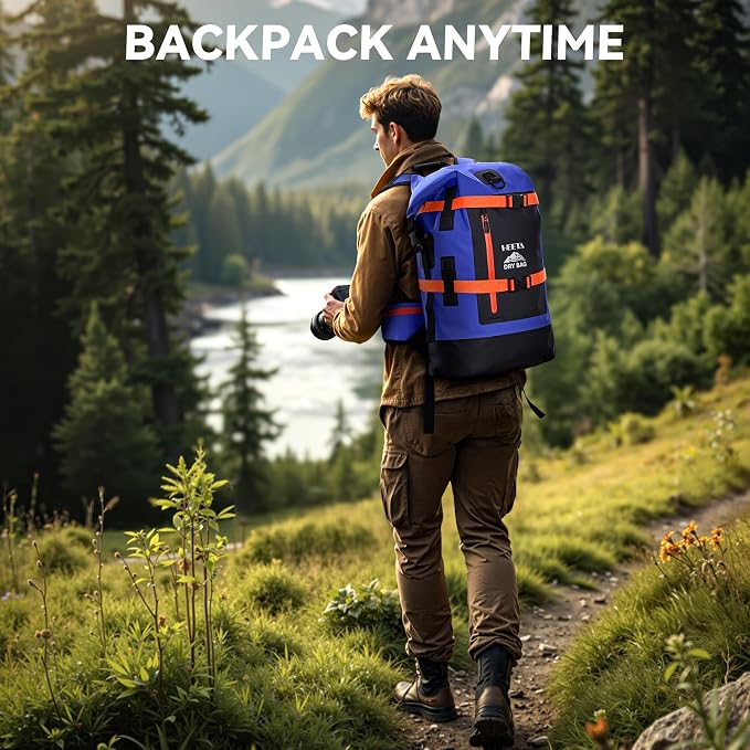HEETA Dry Bags Waterproof Backpack 40L for Men & Women, Roll Top Heavy Duty | Cushioned Hiking Backpack, for Kayaking Boating Paddle Boarding Fishing Travel Camping Beach Vacation Cruise Ship Essentials