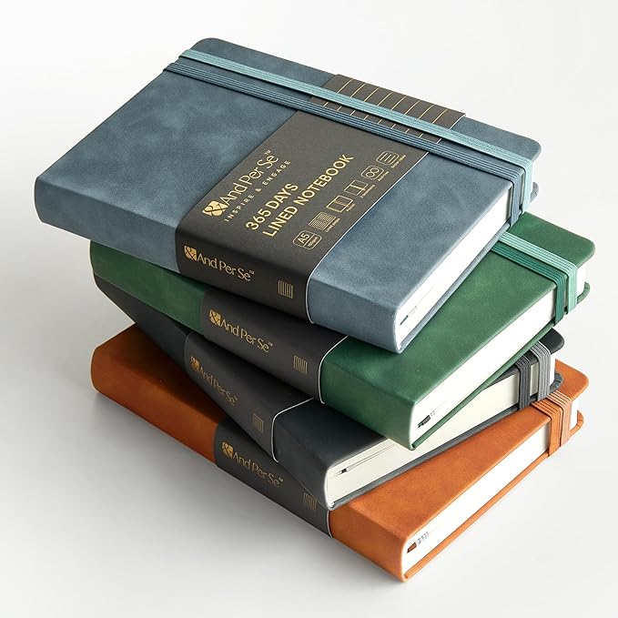 &And Per Se 365 Page Journal – A5 Hardcover Lined Notebook, One Book for the Whole Year, 100gsm Thick Paper, Numbered Pages & 3 Bookmarks, Annual Diary for Daily Writing (Green)