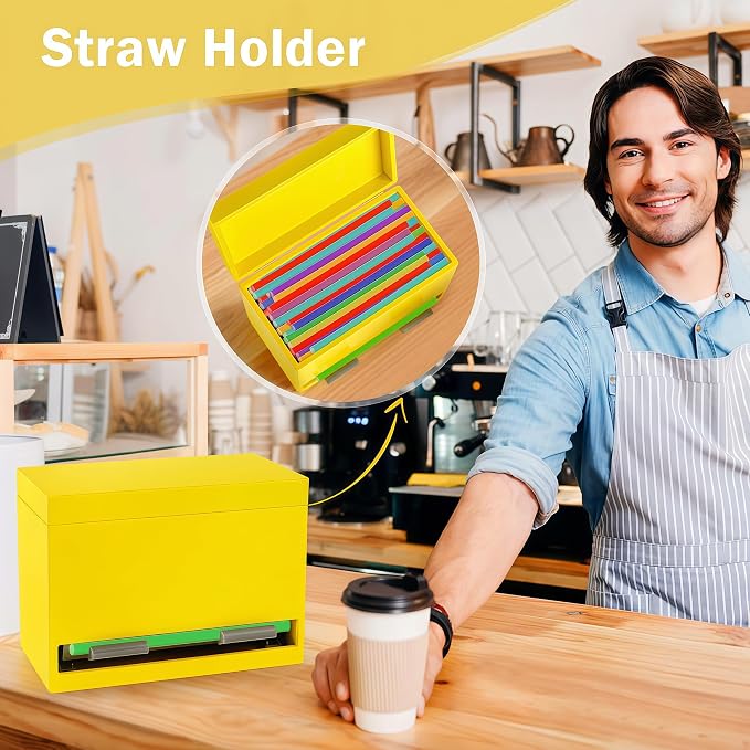 Aigybobo Pencil Dispenser for Classroom, Wooden Desk Pencil Holder, Yellow | Teacher Must Haves, Classroom Organization, Wooden Dispenser for Pencils or Straws, for Offices, Kitchens, Restaurants
