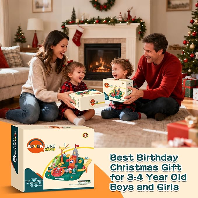 2026 Upgraded Car Adventure Toy for 3 4 5 6 Year Old Boys Girls, Race Track Toy with Steering Wheel & Sound, Montessori STEM Toys for Toddlers, Fine Motor Skills Birthday Gift for 3-5 Year Old Kids