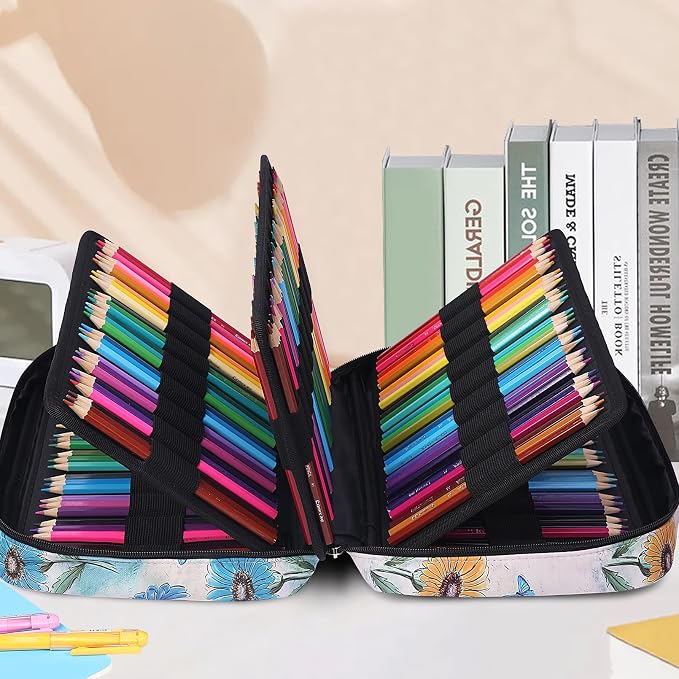 JAKAGO 220 Slots Colored Pencil Case Large Capacity Pen Holder | Zipper Organizer Bag for Marker Highlighter Storage Case for Artist Painter Office Sketch Travel Supplies