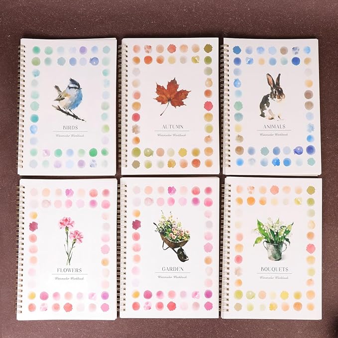 Watercolor Workbook - Coloring Book Beginner Friendly Painting Kit, Watercolor Workbooks for Adults with 24 Colors Paint, Exploration Gift for Adults Teens (Garden)