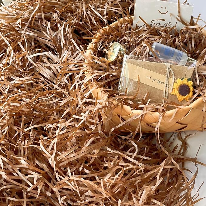 Raffia Paper Shreds, 100g Shredded Paper for Gift Box, Crinkle Cut Paper Shred Filler for Gift Wrapping & Basket Filling(Coffee)