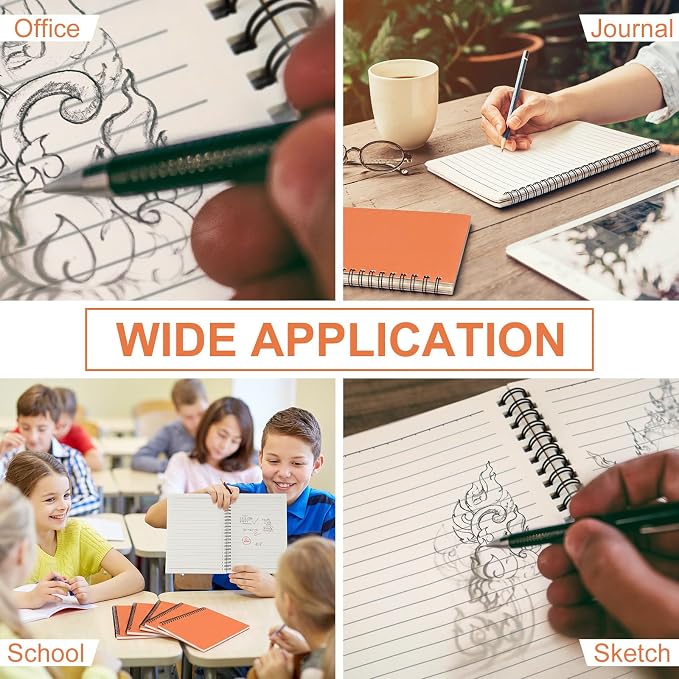 Yahenda 6 Pcs Spiral Notebooks, 1 Subject, Wide Ruled, Orange