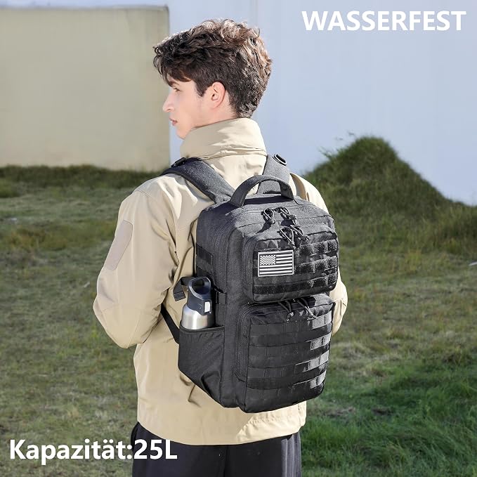 Wotony Military Tactical Backpack for Men Waterproof Daypack 3 Day Assault Pack Molle Bag with Water Bottle Holder