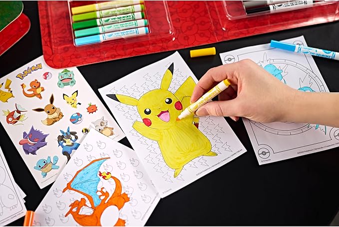Crayola Pokemon Art Kit for Kids (45pcs), Pokemon Coloring Book Pages & Stickers, Gifts for Kids, DIY Craft Kit for Girls & Boys, Ages 4+