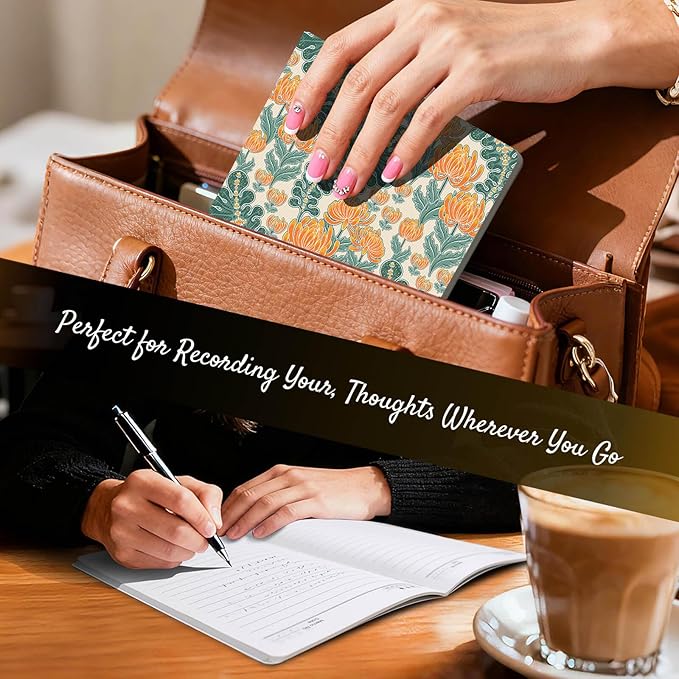 Stitched Composition Notebooks 2-Pack with Unique Art Designed Cover, A5 Lined Diary (8.2"L*5.5"W), Lay Flat Design, Thicked Paper Writes Smoothly for School and Office (Chrysanthemum)
