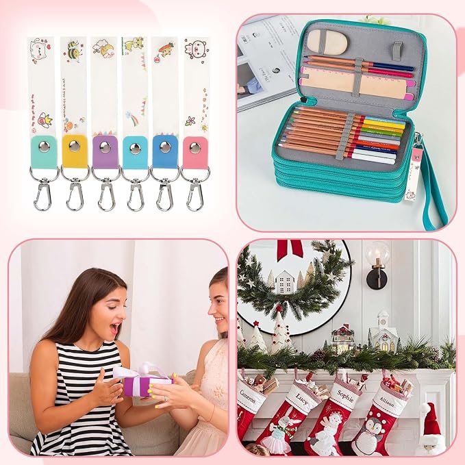 6 Pcs Personalized Name Tag Hooks for Kids Child ID Tags Backpack Name Tag Daycare Name Label Hooks for Backpacks Water Bottle (Cute Style)