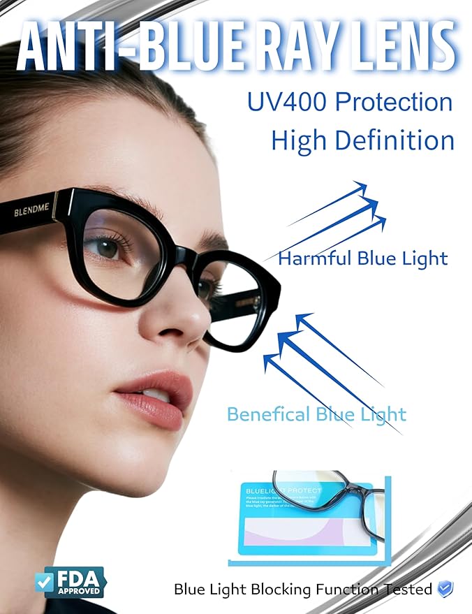 Ultralight Cat Eye Blue Light Glasses for Woman Anti Glare Reduce Eyestrain Gaming/Computer/Screen