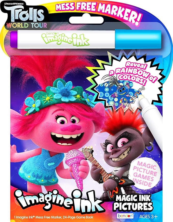 Imagine Ink Magic Pictures Coloring Activity Books Set - Moana, Trolls World Tour & Frozen II
