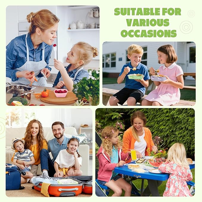 Stainless Steel Lunch Box for Kids, Durable Bento Box Containers with 3 Compartments, Leakproof Lock & Portable Utensil Set, Office, Picnics, Travel, Freezer&Dishwasher Safe, Green