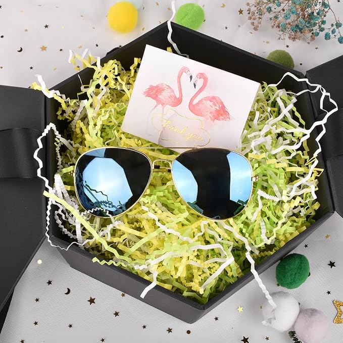 HALF CRESCEN Crinkle Cut Paper Shred Filler for Packing and Filling Gift Baskets (2 LB),Recyclable Craft Shred Paper Filler,Many Color Options (White & Light Green & Yellow)