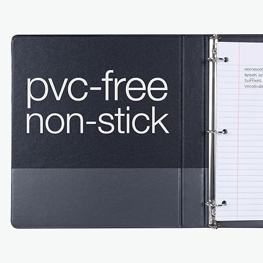Oxford Ring Binders, 1" Round Ring Binders, View Binder, Covers on 3 Sides, XtraLife Hinge, Non-Stick, PVC-Free, Black, 225 Sheet Capacity (1002546)