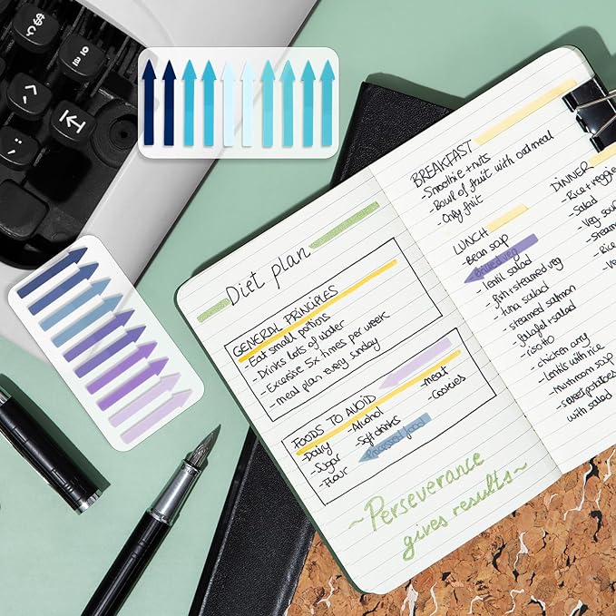 1200 Pack Arrow Sticky Notes Colored Sticky Tabs Transparent Arrow Flags Page Markers Tabs Translucent Page Markers Index Tab for Office School Annotating Books Notebooks