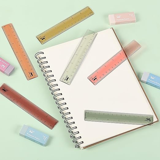 Mr. Pen- Plastic Ruler Set, 6 Pack, 6 Inch, Vintage Colors, Easy-to-Read Markings, Scratch-Resistant Design, Durable Transplant Rulers for Crafting Office & School, School Supplies