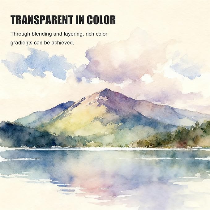 24 Colors Large Block Watercolor Paint Set for Watercolors Workbook, Portable Water Colors Paint Kit with 2 Paintbrushes 1 Waterbrush, for Painting Beginners & Professional Amateur Hobbyists
