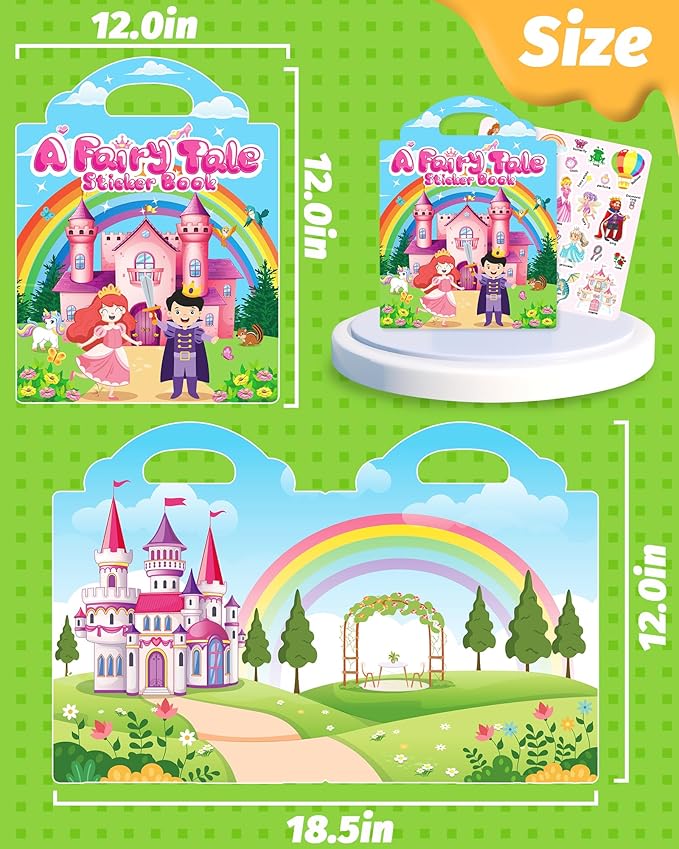 Walenced Reusable Sticker Book for Toddlers, Travel Stickers for Kids, Toddler Craft Activities Toys, Birthday Gifts for Boys & Girls