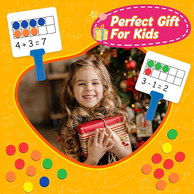 Quilinz Magnetic Ten Frame Set,5 Dry Erase Paddles & 150 Math Counters,Counting Toys for Kids,Addition and Subtraction Games,Math Manipulatives 1st Grade,Kindergarten Preschool Classroom Must Haves