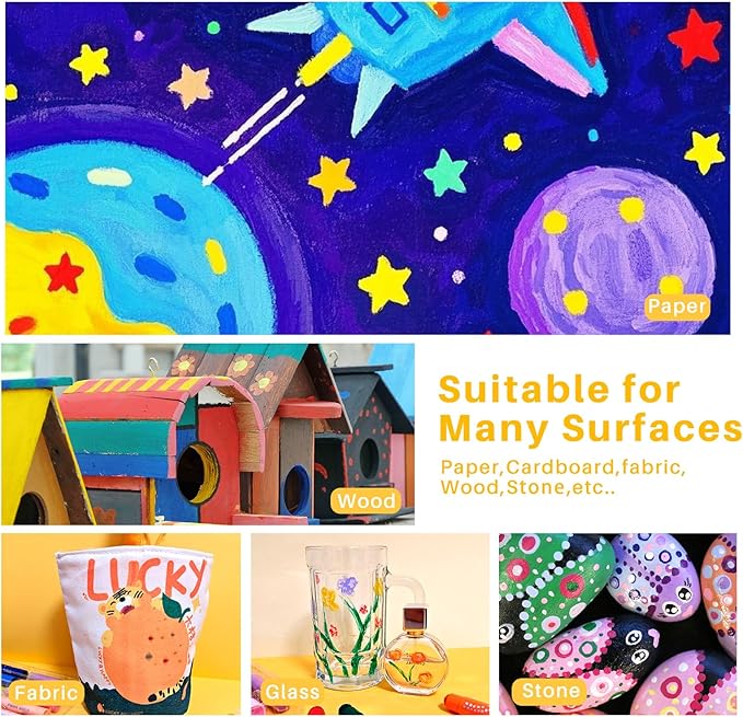 Artecho Tempera Paint Sticks, 24 Colors Washable Paint Sticks for Kids