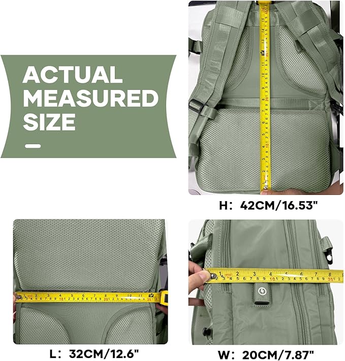 coowoz Travel Backpack For Women Men,Carry On Backpack,Hiking Backpack Waterproof Outdoor Sports Rucksack Casual Daypack travel essentials(Gray Green)