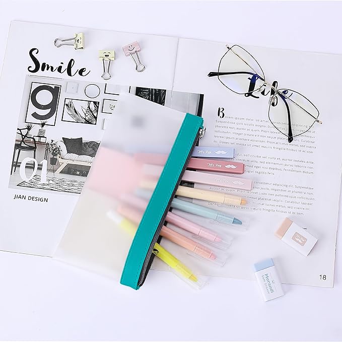 Mr. Pen- Clear Pencil Pouch, 8.50"x4.25", 3 Pack, Durable TPU Material, Medium Water-Resistant Pencil Bags with Smooth Zipper, Multipurpose Clear Pouch for Stationery, School, Office, Travel Supplies