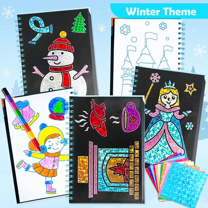 FUNNYB&G Mess-Free Foil Art Craft for Girls Ages 4-10, Kids Birthday Gift