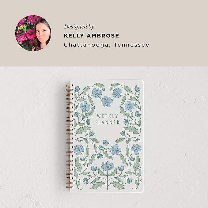 Minted Botanical 2026 Weekly & Monthly Undated Planner, 5.5" x 8.5" Floral Spiral Bound Planner Notebook for School, Work, 132 Pages, Undated Monthly & Weekly Layouts with 2026–2027 Reference Calendar