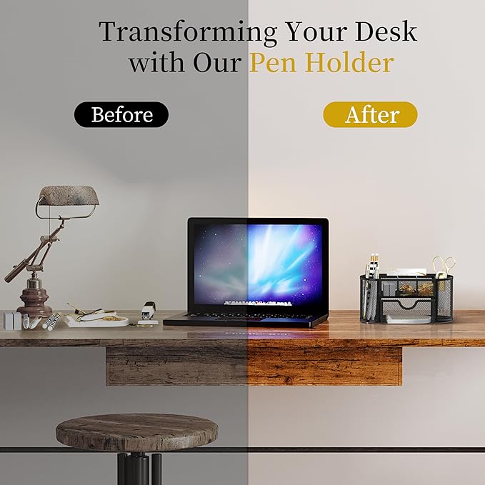 SUPEASY Mesh Desk Organizer, Desk Accessories & Workspace Organizers with Drawers, Pencil Holder for Desk with 9 Compartments for Office Supplies, School, Classroom, 8.6 x 4.3 x 4.1 Inch, Black