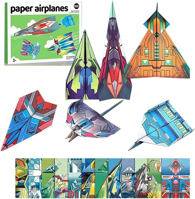 Vexorith Paper Airplane Kit,Origami Kit for Kids Ages 8-12, DIY Origami Plane,with 16 Classic Designs 36 Sheets of Colorful Origami Paper Designs Best Gift for Your Child(Digital Manual Only)