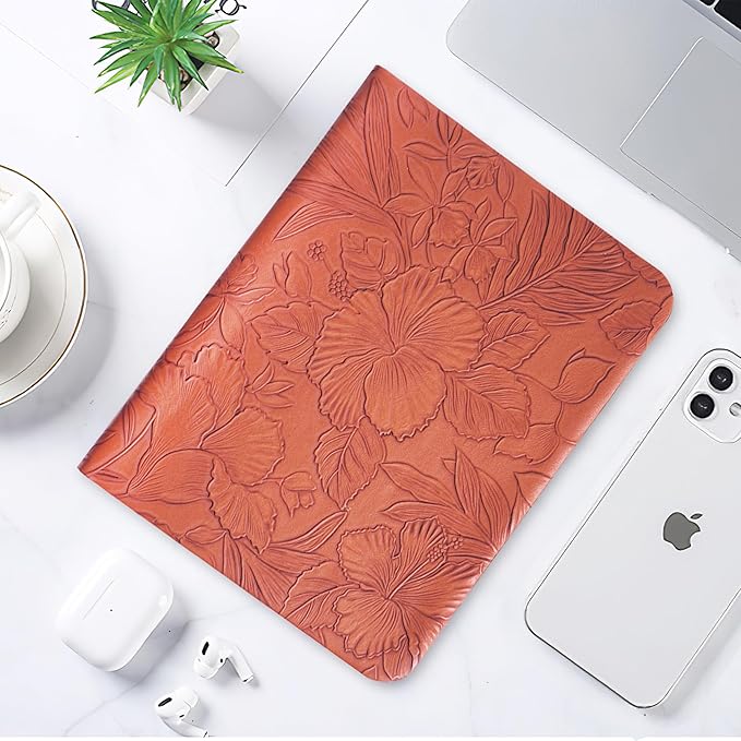 Portable Small White Board Dry Erase Board, Reusable 9.5 * 6.6in Notebook Memo, Office Home Supplies Desk Accessories(1-Carved Brown)