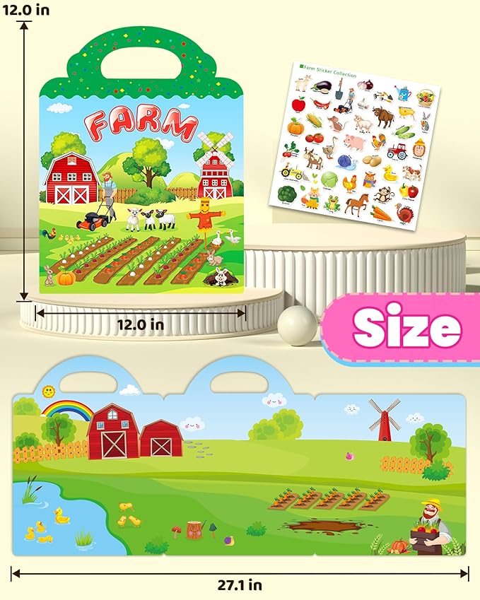 Walenced Reusable Sticker Book for Toddlers, Travel Stickers for Kids, Toddler Craft Activities Toys, Birthday Gifts for Boys & Girls